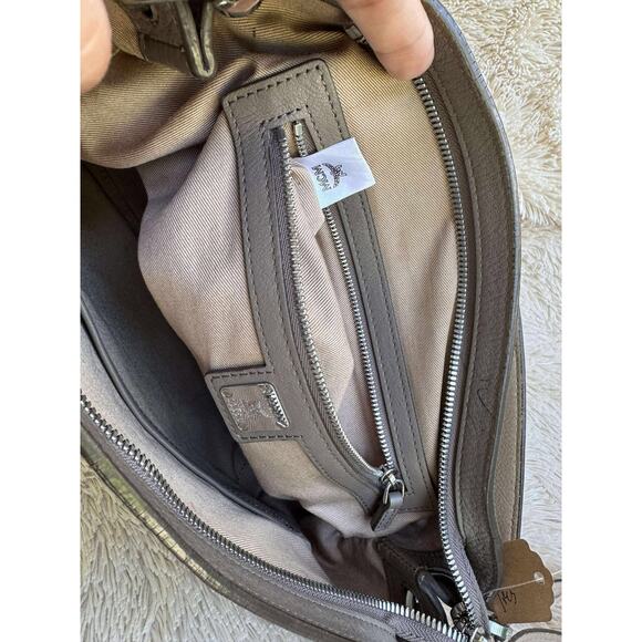 MCM Klara Monogram Leather Hobo Bag - Grey - Picture 8 of 12